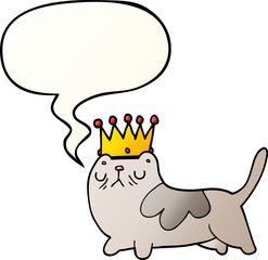 cartoon arrogant cat with speech bubble in smooth gradient style