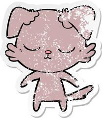 distressed sticker of a cute cartoon dog