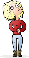 cartoon woman looking upwards