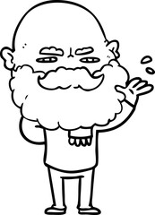 cartoon dismissive man with beard frowning