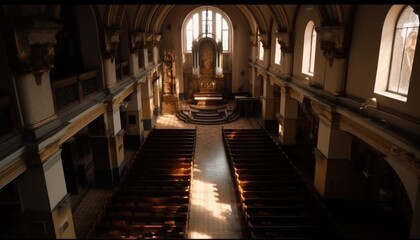 Fototapeta premium View of the churches from above. Holy churches. God's house. Inside the churches. Generative Ai