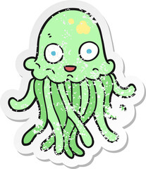 retro distressed sticker of a cartoon octopus