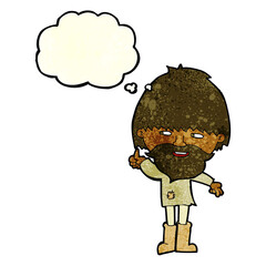 Obraz na płótnie Canvas cartoon hippie man in wellington boots with thought bubble