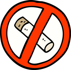 hand drawn doodle style cartoon no smoking sign