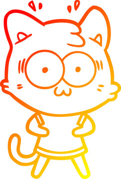 recommend clip art: warm gradient line drawing of a cartoon surprised cat