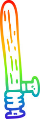 rainbow gradient line drawing of a cartoon police truncheon