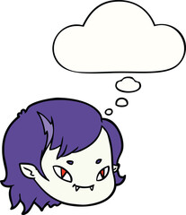 cartoon vampire girl face with thought bubble