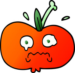 vector gradient illustration cartoon of a sad apple