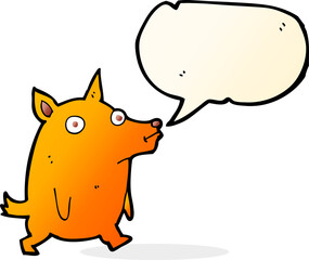 cartoon funny little dog with speech bubble