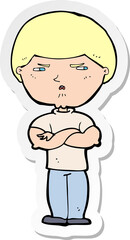 sticker of a cartoon grumpy man