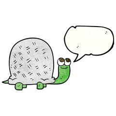 freehand speech bubble textured cartoon tortoise