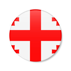 Obraz premium Georgia circle button icon. Georgian round badge flag. 3D realistic isolated vector illustration
