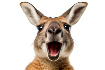 close up portrait of a kangaroo  isolated on transparent background. genarative ai
