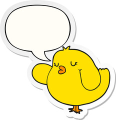cartoon bird with speech bubble sticker