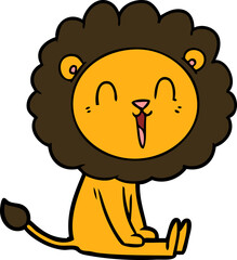 laughing lion cartoon sitting