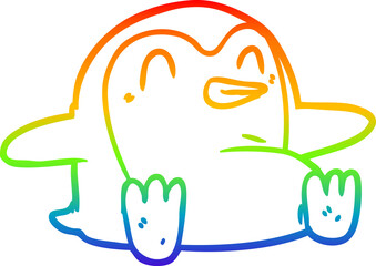 rainbow gradient line drawing of a penguin Cartoon