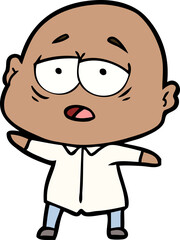 cartoon tired bald man