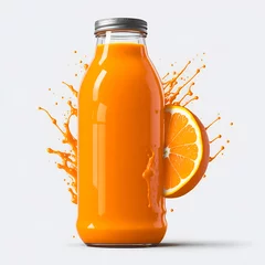 Deurstickers orange juice splash in glass © Indunil