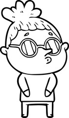 cartoon woman wearing glasses