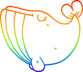 rainbow gradient line drawing of a cartoon whale
