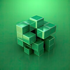Abstract geometric figure on a green background. Created by AI.