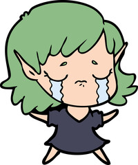 cartoon crying elf girl