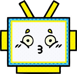 comic book style cartoon of a robot head