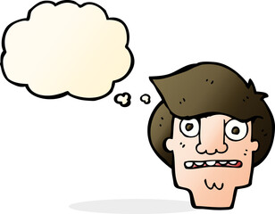 cartoon shocked face with thought bubble