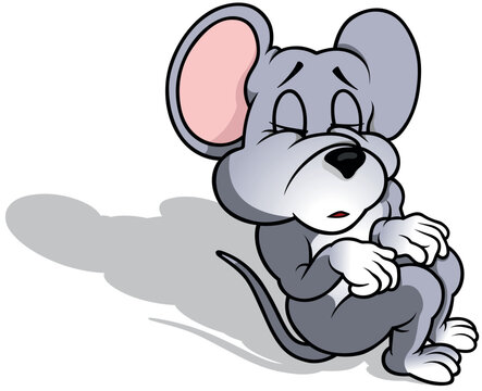 Gray Mouse with Closed Eyes Sleeping