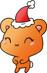 hand drawn christmas gradient cartoon of kawaii bear