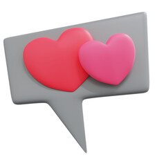 3D rendering love message speech bubble isolated