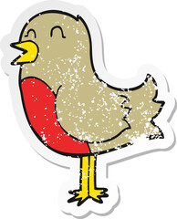 distressed sticker of a cartoon bird