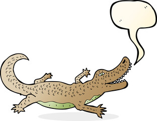 cartoon crocodile with speech bubble