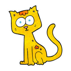 freehand textured cartoon cat