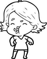 cartoon girl pulling face