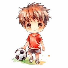 Boy with Football Ball