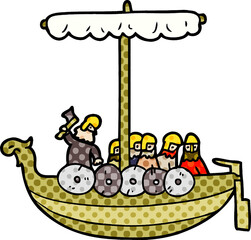 cartoon vikings sailing