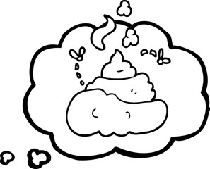freehand drawn thought bubble cartoon gross poop