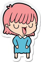 sticker of a cartoon woman
