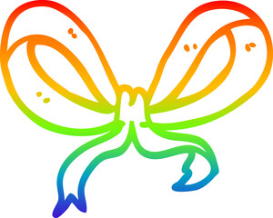 rainbow gradient line drawing of a cartoon red bow