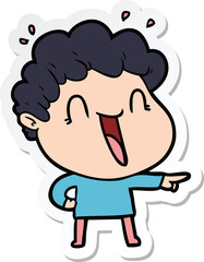 sticker of a cartoon happy man