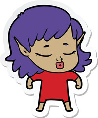sticker of a pretty cartoon elf girl