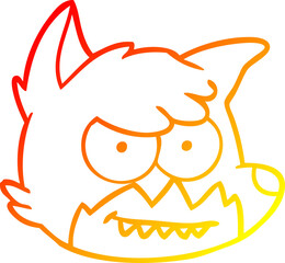 warm gradient line drawing of a cartoon fox face