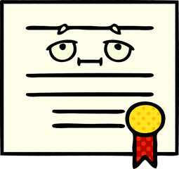 comic book style cartoon of a graduation diploma