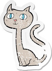 retro distressed sticker of a cartoon cat