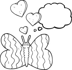 freehand drawn thought bubble cartoon butterfly