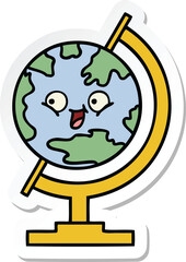 sticker of a cute cartoon globe of the world