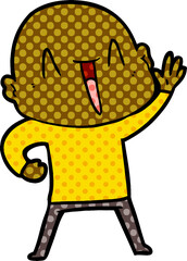 happy cartoon bald man