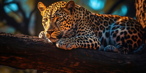 jaguar is lying on a tree, generative ai