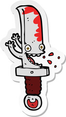 sticker of a crazy knife cartoon character